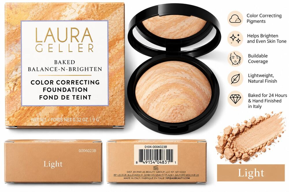 Laura Geller Baked Balance-N-Brighten Foundation Light 0.32 oz New